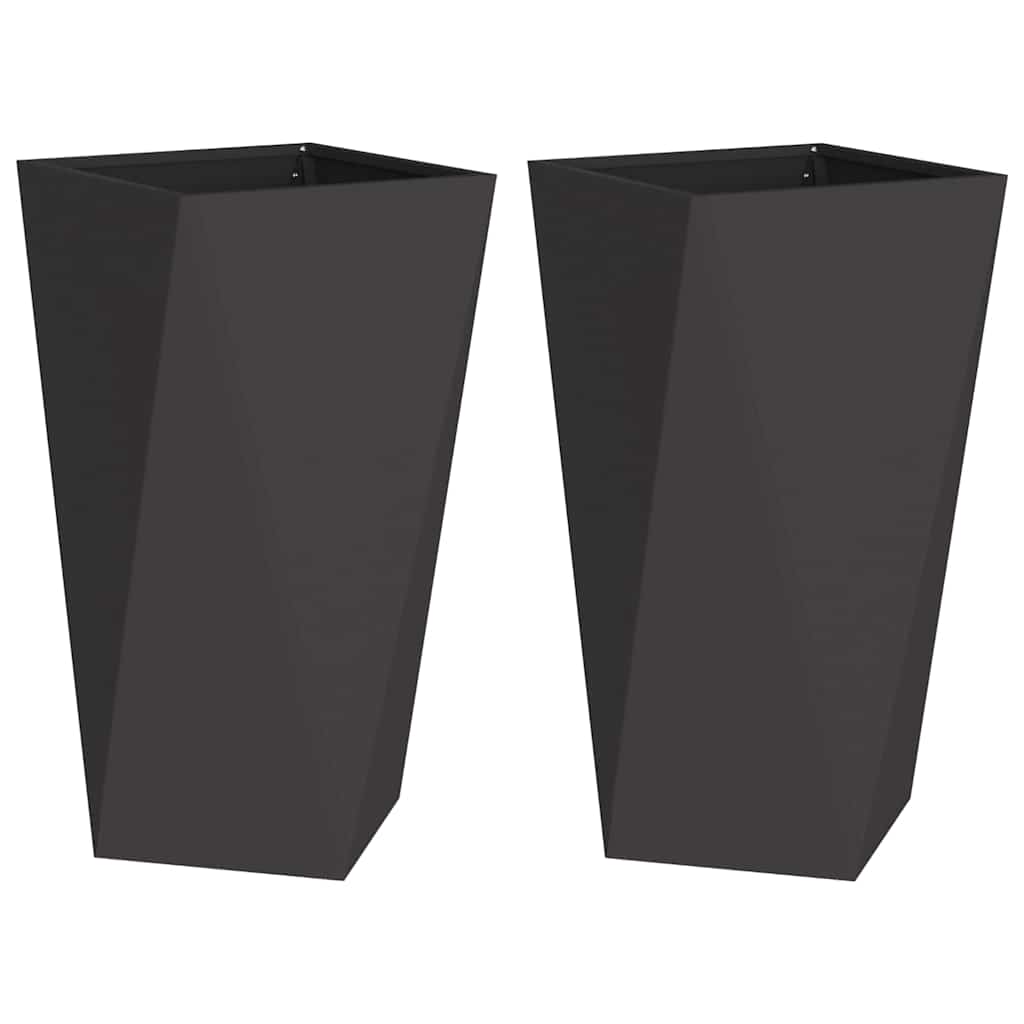 Fioriera 2 pcs Nero 40 x 40 x 75 cm Acciaio