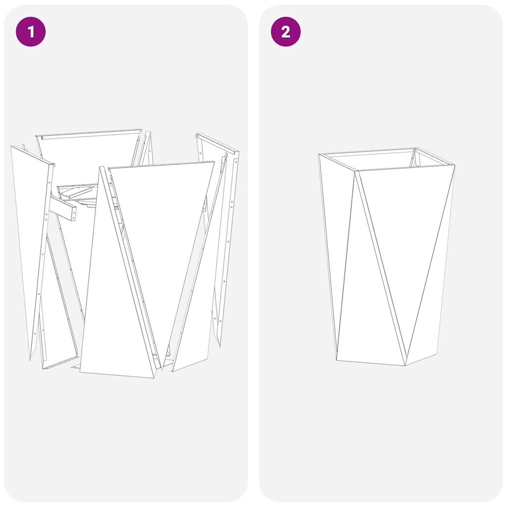Fioriera 2 pcs Bianco 40 x 40 x 75 cm Acciaio