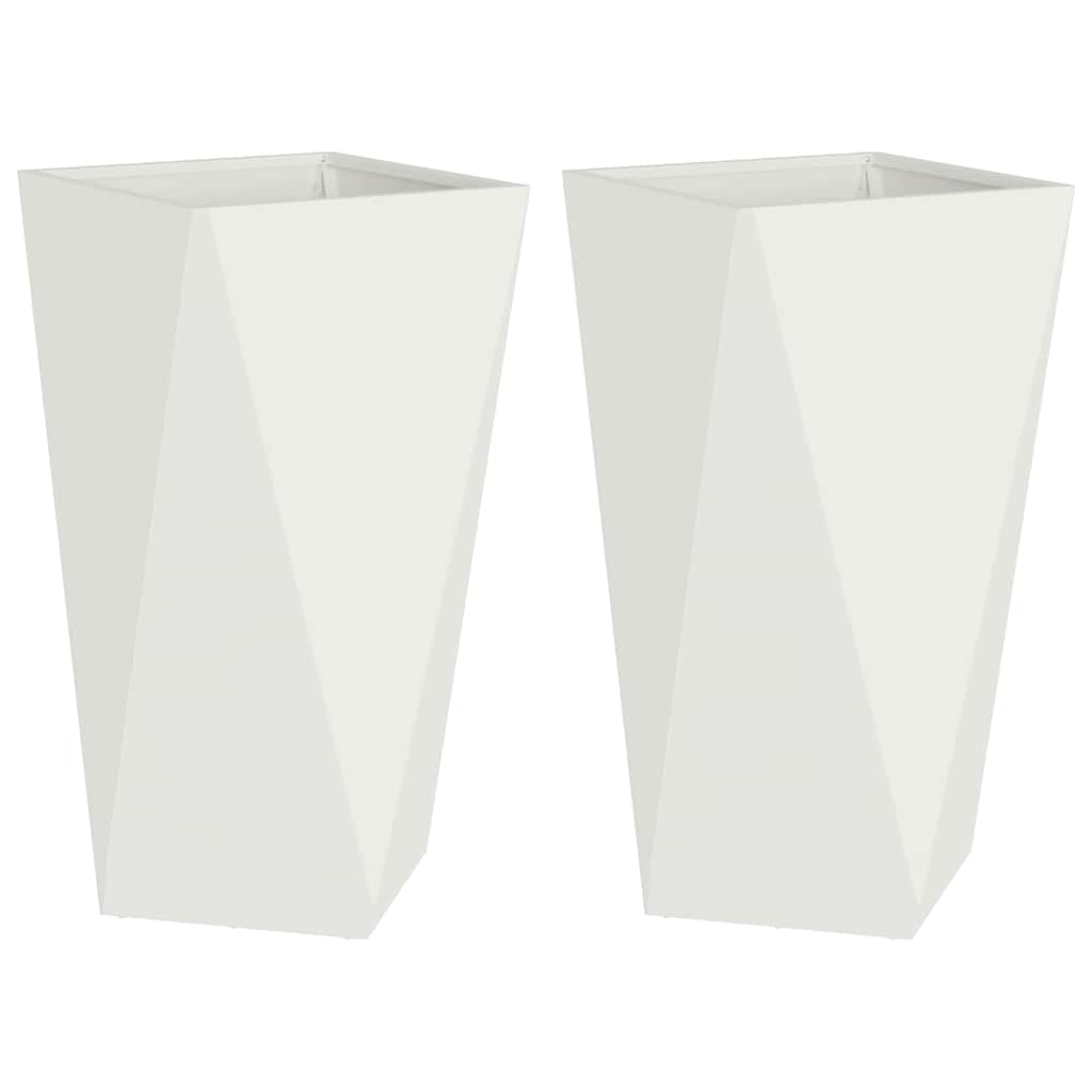 Fioriera 2 pcs Bianco 40 x 40 x 75 cm Acciaio