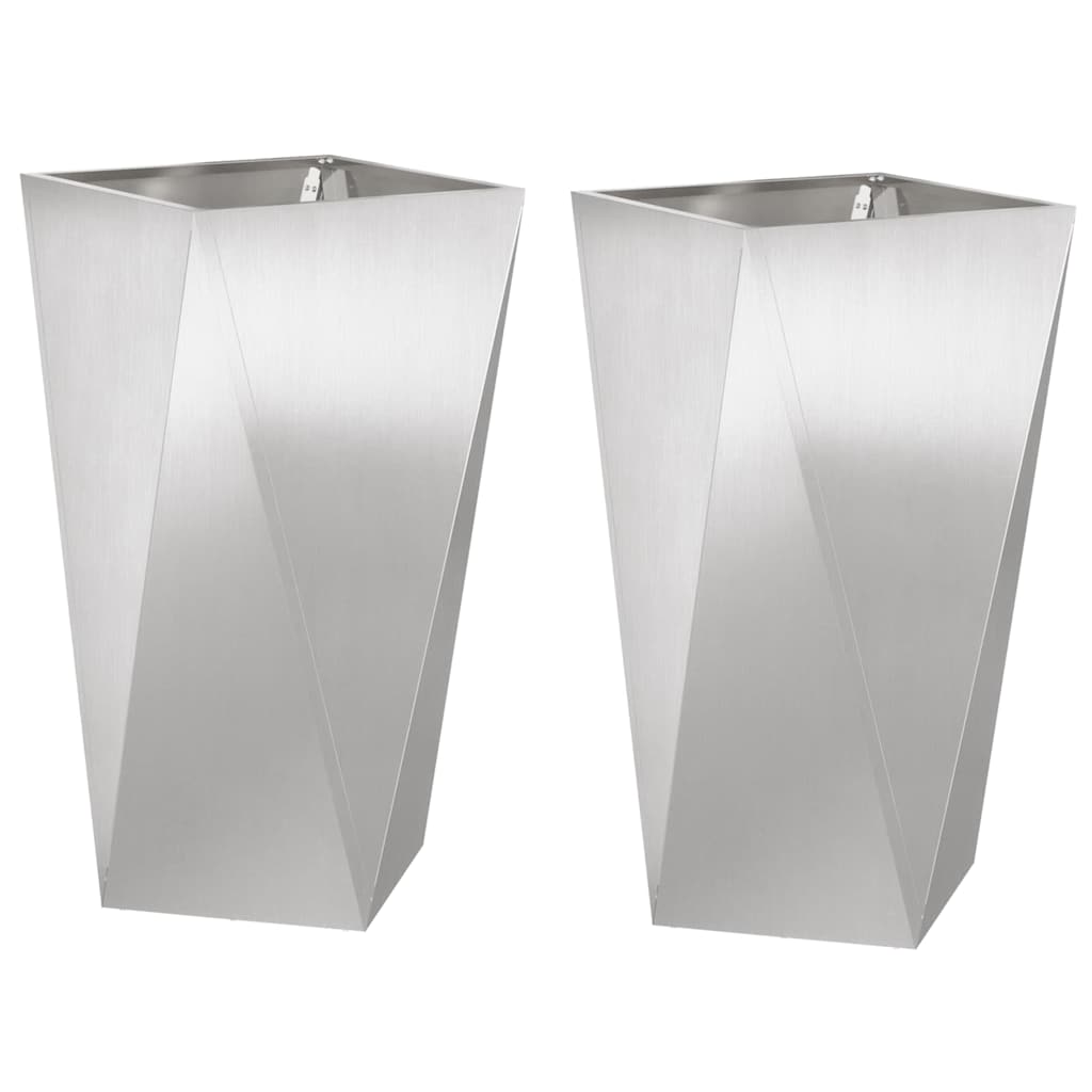 Fioriera 2 pcs Argento 40 x 40 x 75 cm Acciaio inossidabile