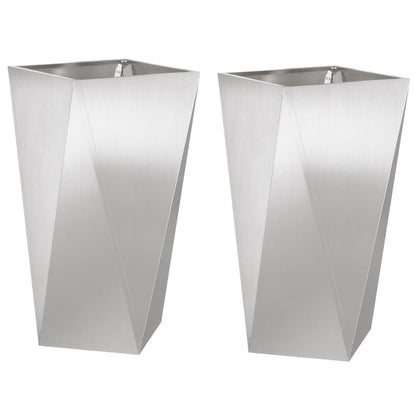 Fioriera 2 pcs Argento 40 x 40 x 75 cm Acciaio inossidabile