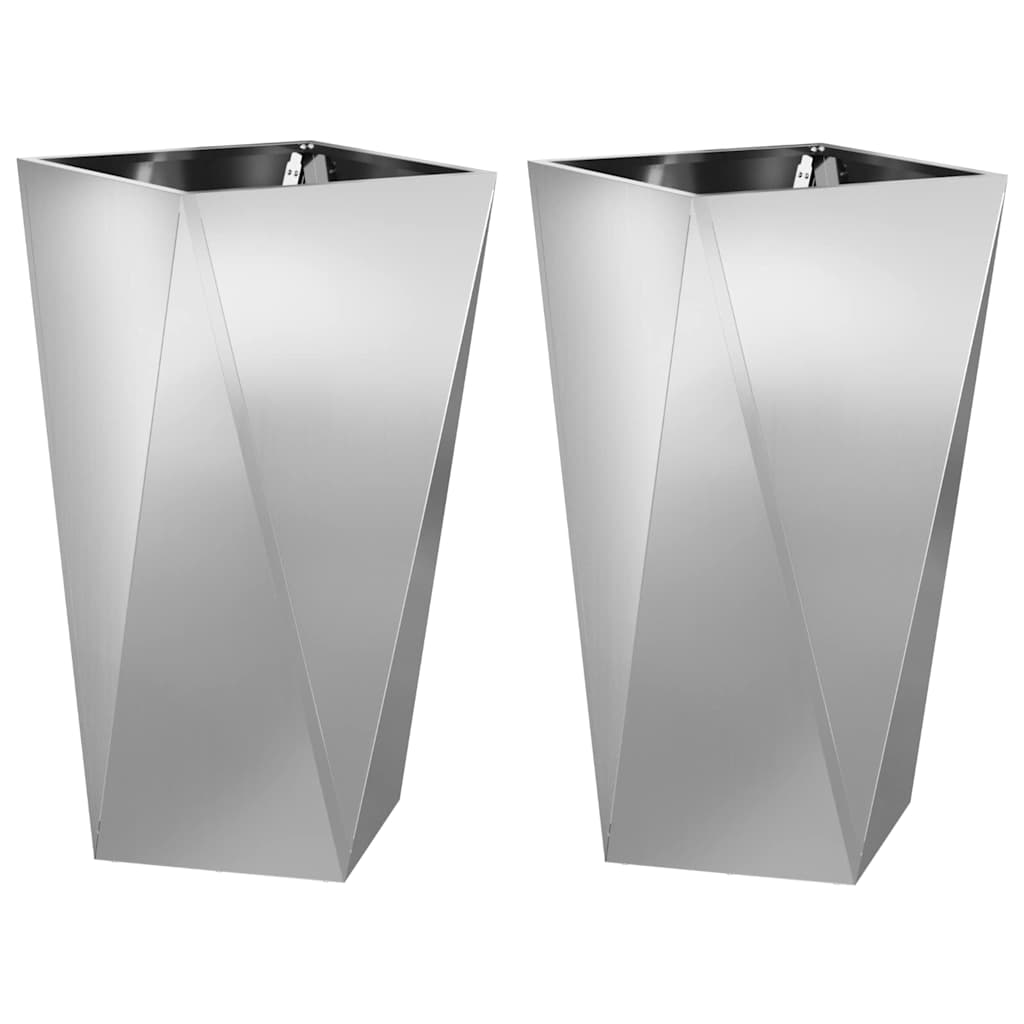 Fioriera 2 pcs Argento 40 x 40 x 75 cm Acciaio zincato