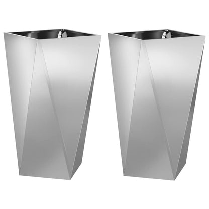 Fioriera 2 pcs Argento 40 x 40 x 75 cm Acciaio zincato
