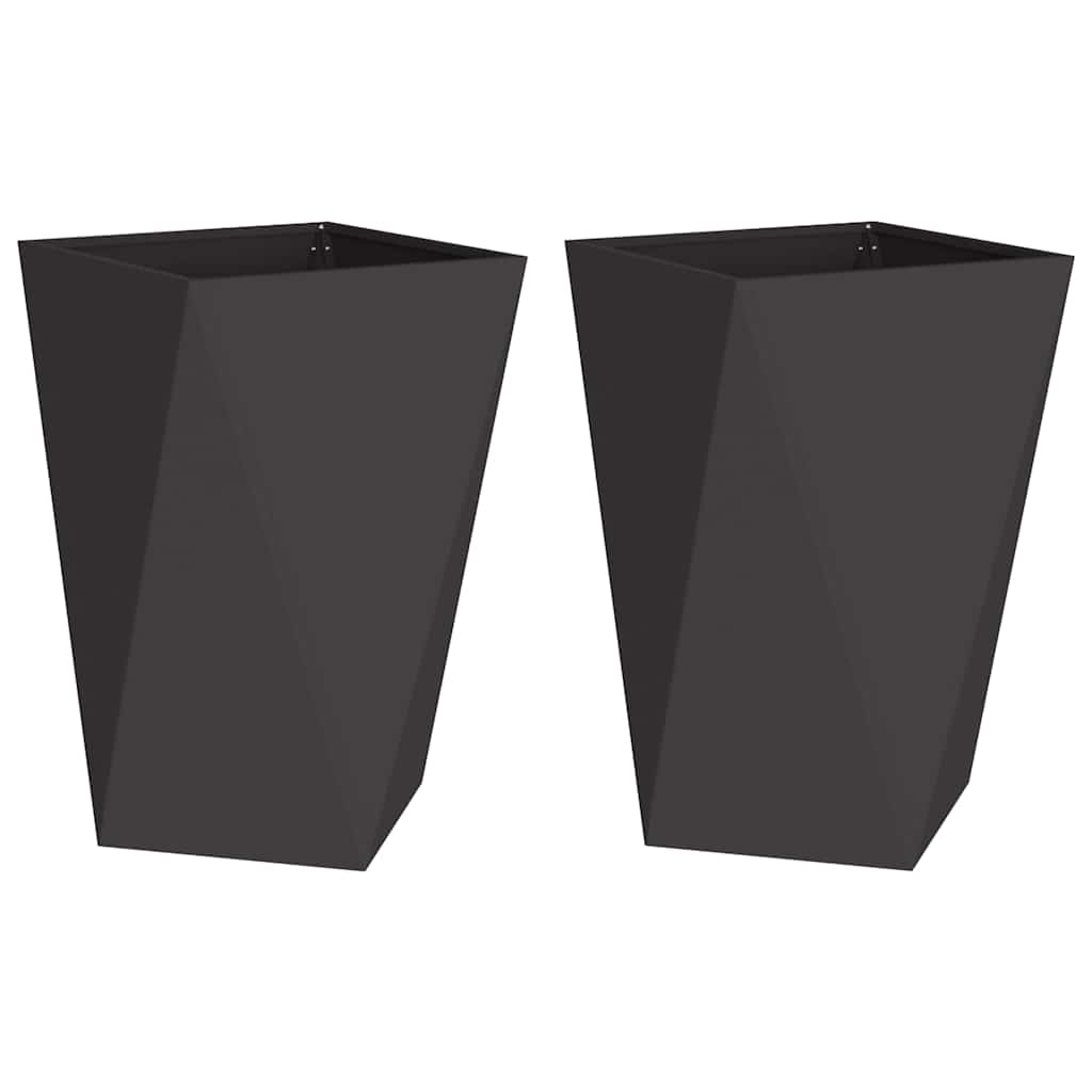 Fioriera 2 pcs Nero 50 x 50 x 75 cm Acciaio