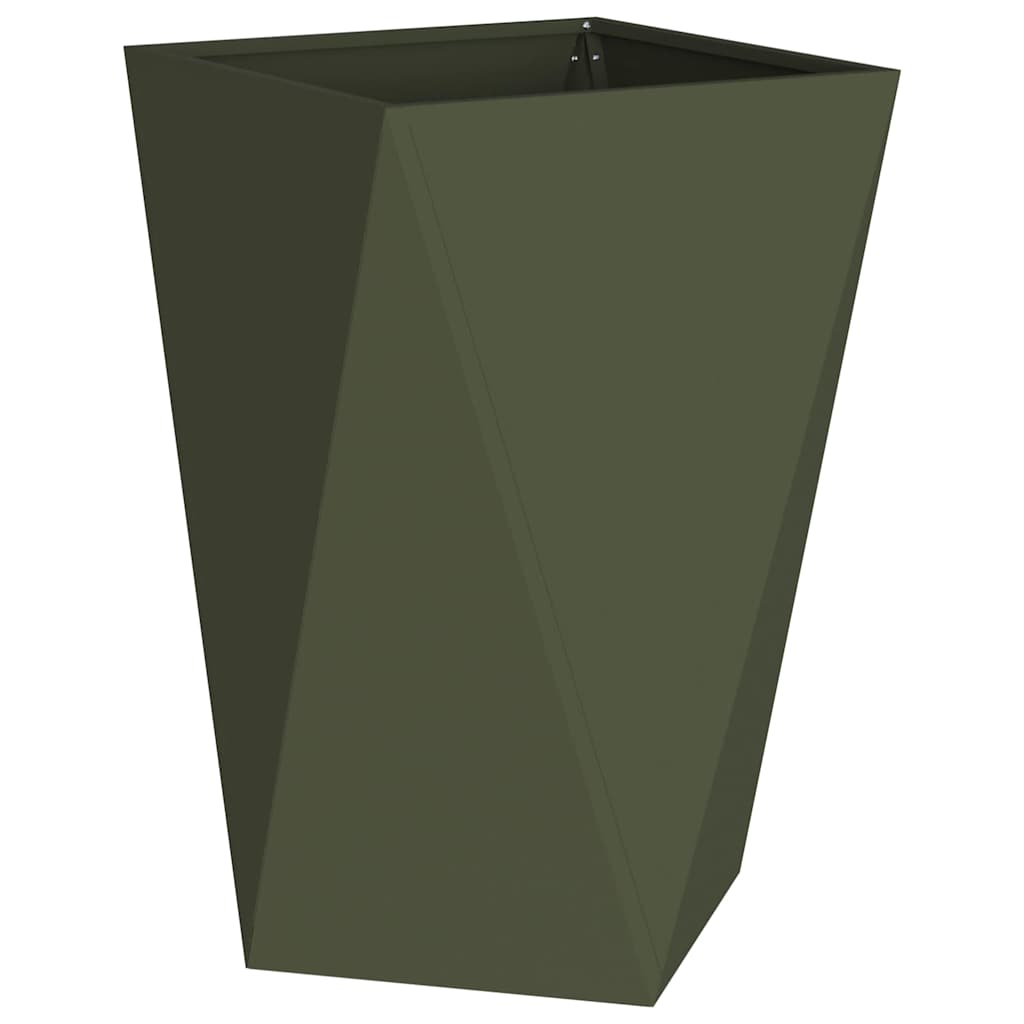 Fioriera 2 pcs Verde oliva 50 x 50 x 75 cm Acciaio