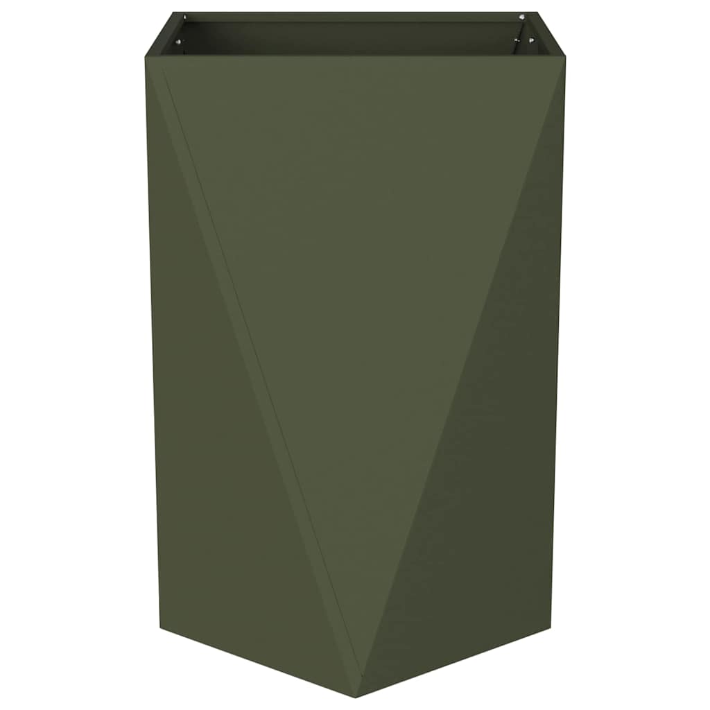 Fioriera 2 pcs Verde oliva 50 x 50 x 75 cm Acciaio