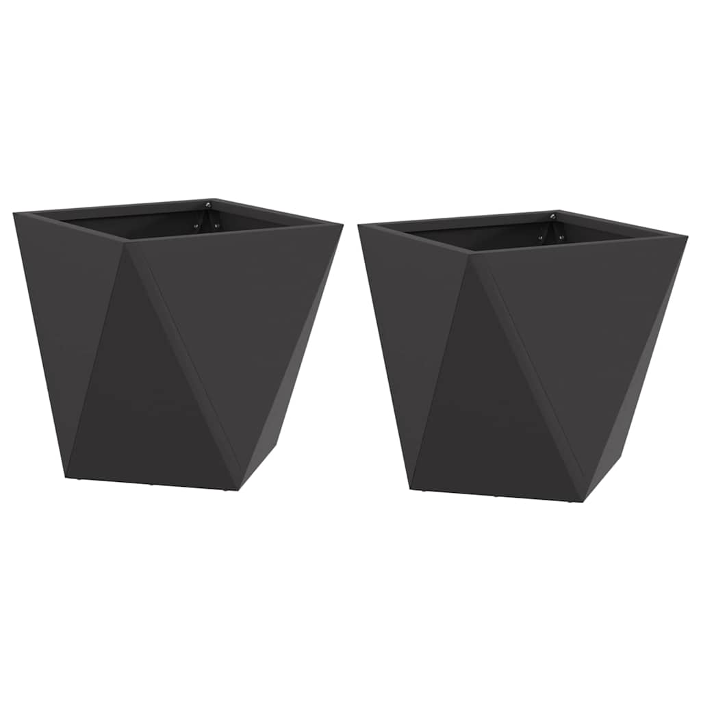Fioriera 2 pcs Nero 30 x 30 x 30 cm Acciaio
