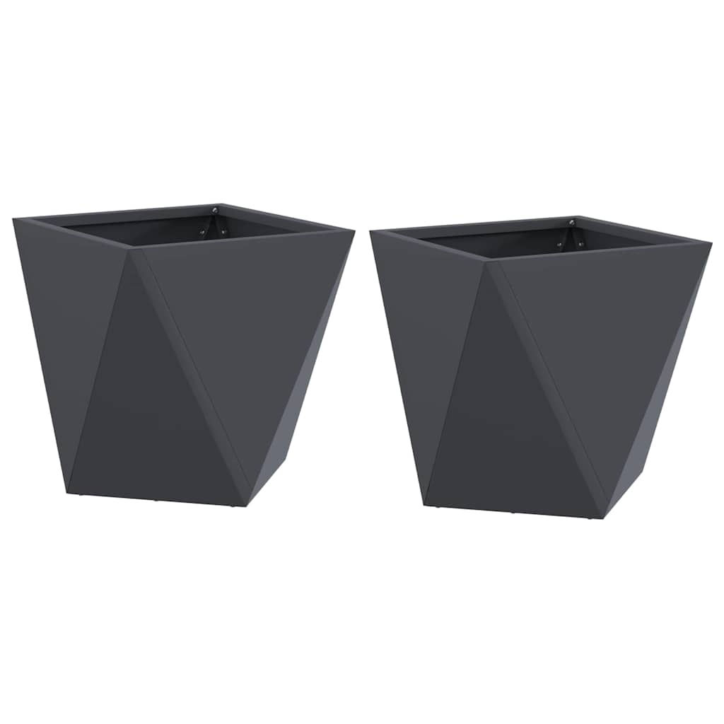Fioriera 2 pcs Antracite 30 x 30 x 30 cm Acciaio