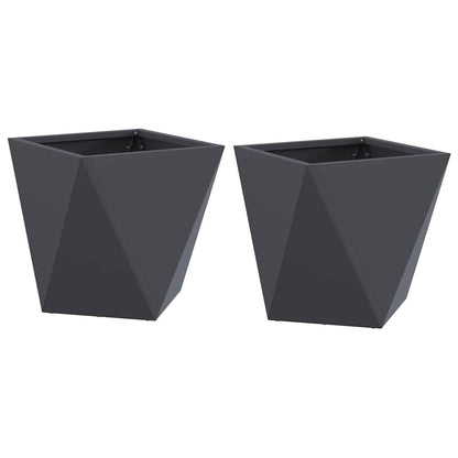 Fioriera 2 pcs Antracite 30 x 30 x 30 cm Acciaio