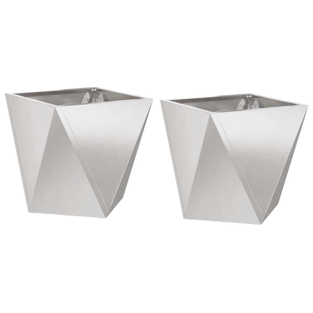 Fioriera 2 pcs Argento 30 x 30 x 30 cm Acciaio inossidabile