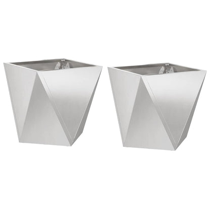 Fioriera 2 pcs Argento 30 x 30 x 30 cm Acciaio inossidabile