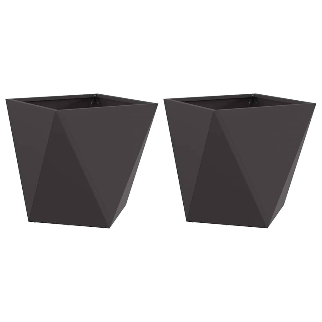 Fioriera 2 pcs Nero 40 x 40 x 40 cm Acciaio