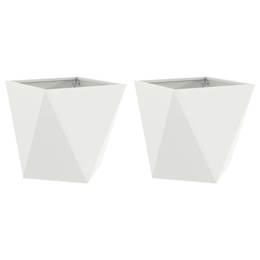Fioriera 2 pcs Bianco 40 x 40 x 40 cm Acciaio