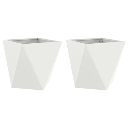 Fioriera 2 pcs Bianco 40 x 40 x 40 cm Acciaio