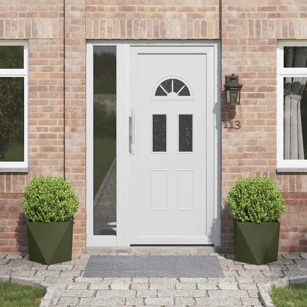 Fioriera 2 pcs Verde oliva 40 x 40 x 40 cm Acciaio