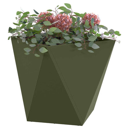 Fioriera 2 pcs Verde oliva 40 x 40 x 40 cm Acciaio