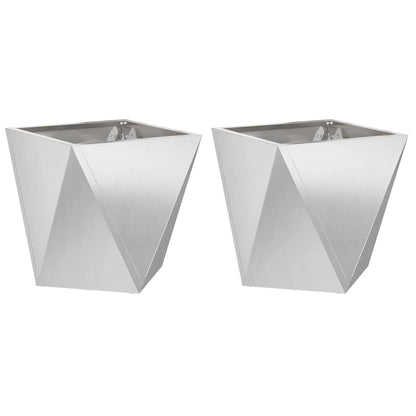 Fioriera 2 pcs Argento 40 x 40 x 40 cm Acciaio inossidabile