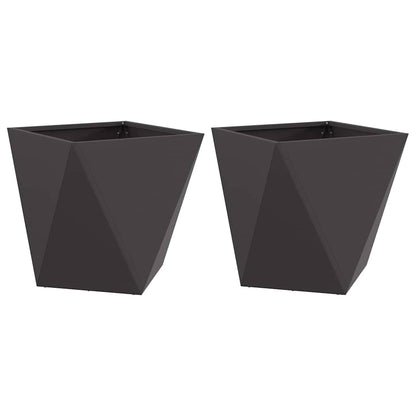 Fioriera 2 pcs Nero 50 x 50 x 50 cm Acciaio