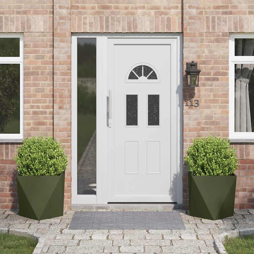 Fioriera 2 pcs Verde oliva 50 x 50 x 50 cm Acciaio