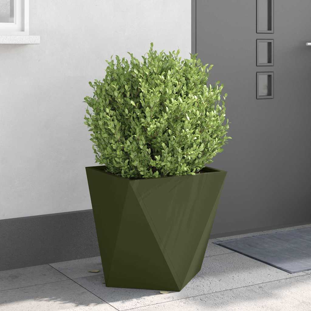 Fioriera 2 pcs Verde oliva 50 x 50 x 50 cm Acciaio
