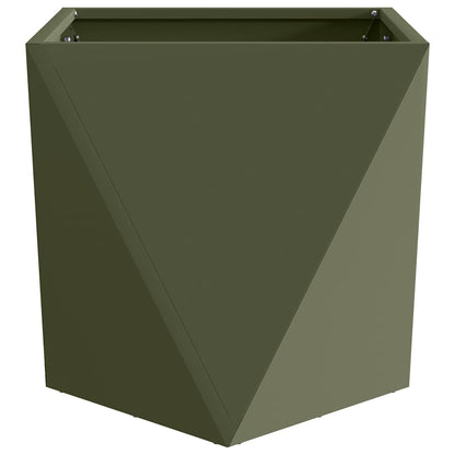 Fioriera 2 pcs Verde oliva 50 x 50 x 50 cm Acciaio