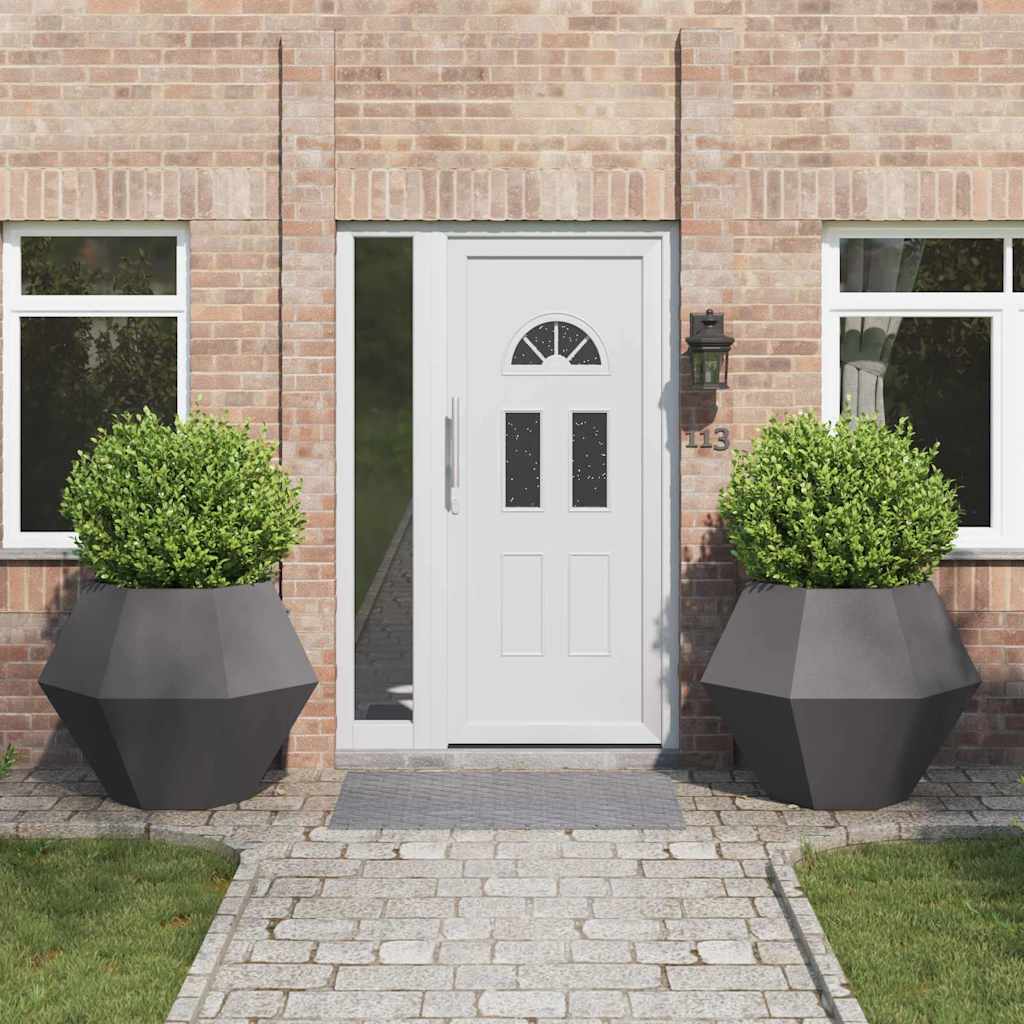 Fioriera 2 pcs Nero 100 x 100 x 80 cm Acciaio | homemem39