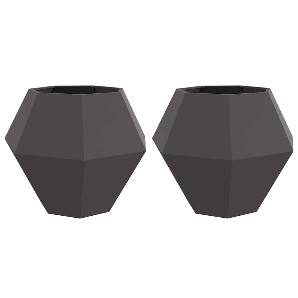 Fioriera 2 pcs Nero 100 x 100 x 80 cm Acciaio | homemem39