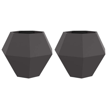 Fioriera 2 pcs Nero 100 x 100 x 80 cm Acciaio | homemem39