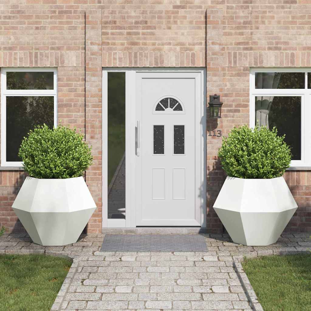 Fioriera 2 pcs Bianco 100 x 100 x 80 cm Acciaio | homemem39