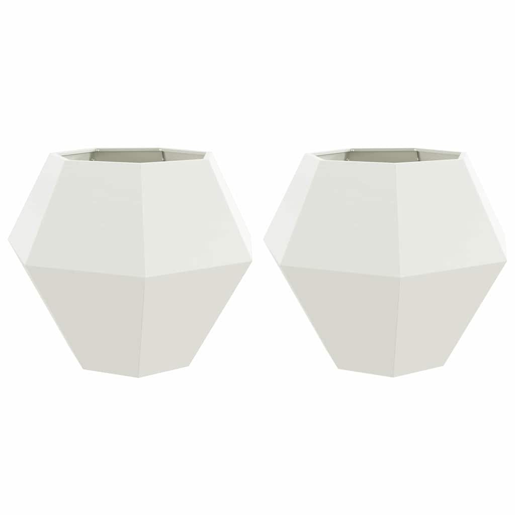 Fioriera 2 pcs Bianco 100 x 100 x 80 cm Acciaio | homemem39