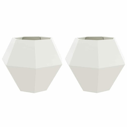 Fioriera 2 pcs Bianco 100 x 100 x 80 cm Acciaio | homemem39