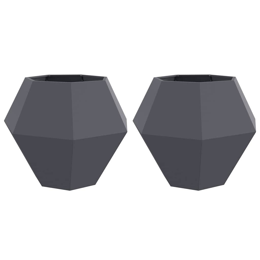 Fioriera 2 pcs Antracite 100 x 100 x 80 cm Acciaio | homemem39