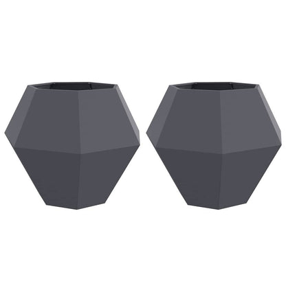 Fioriera 2 pcs Antracite 100 x 100 x 80 cm Acciaio | homemem39
