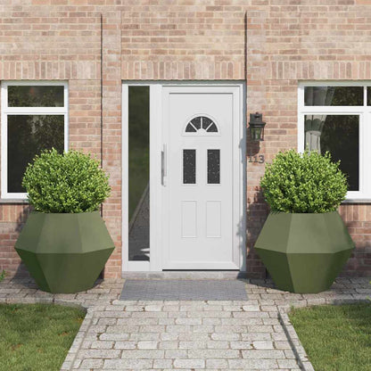 Fioriera 2 pcs Verde oliva 100 x 100 x 80 cm Acciaio | homemem39