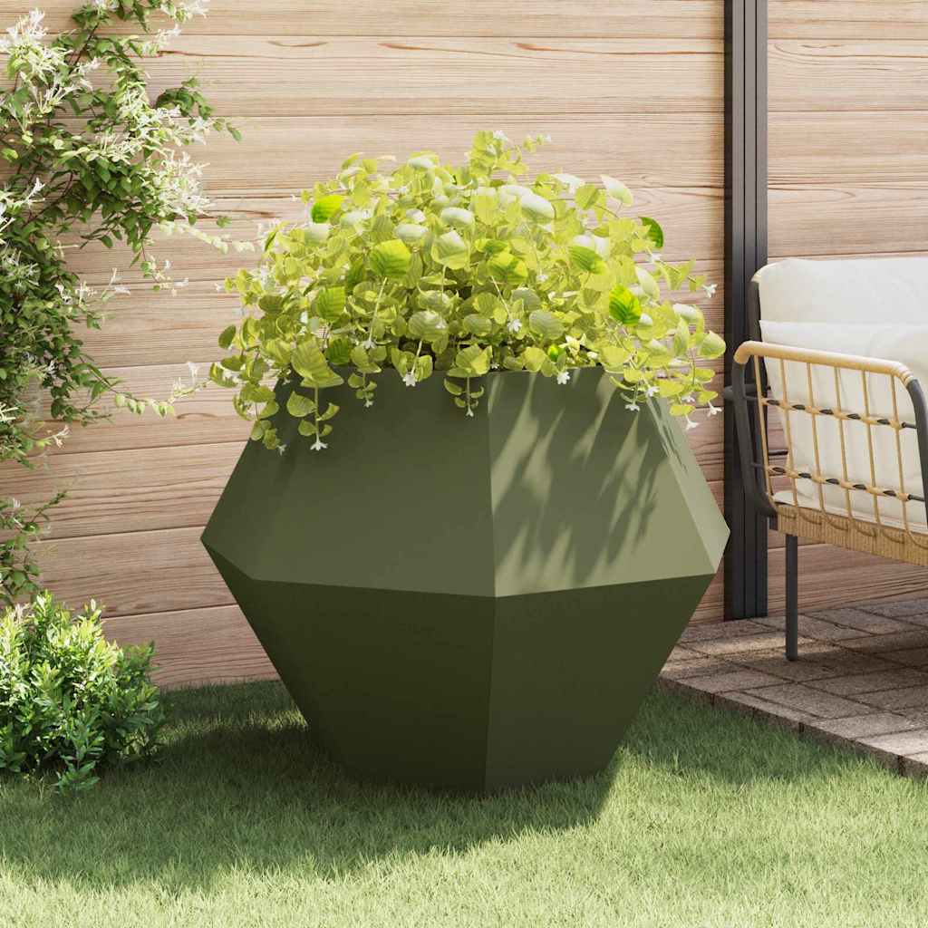 Fioriera 2 pcs Verde oliva 100 x 100 x 80 cm Acciaio | homemem39