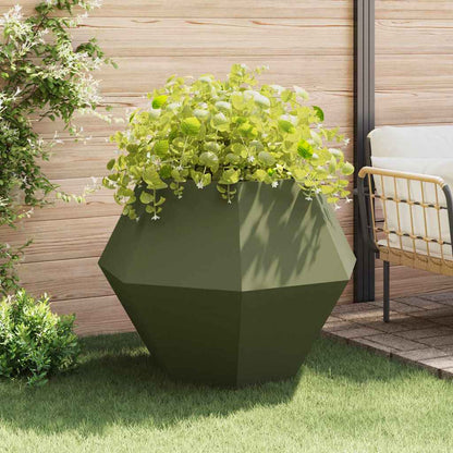 Fioriera 2 pcs Verde oliva 100 x 100 x 80 cm Acciaio | homemem39