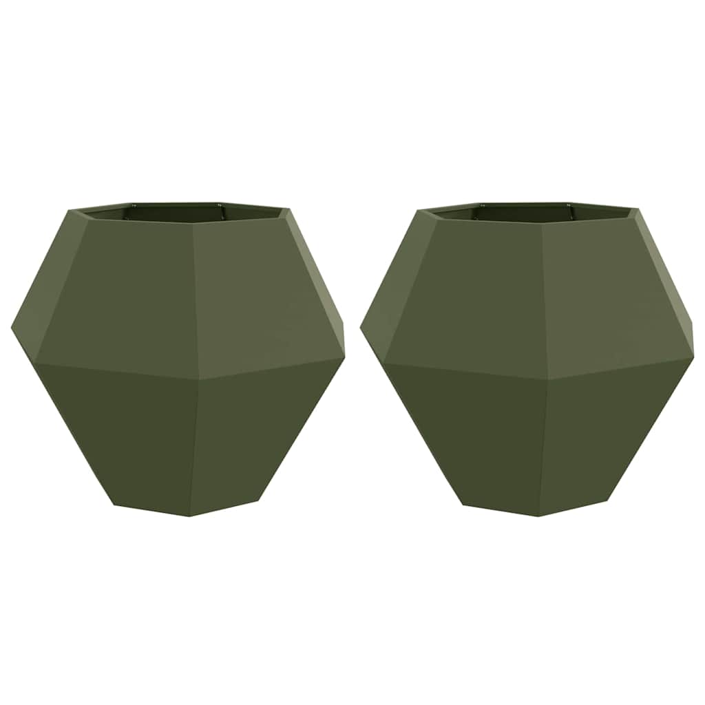 Fioriera 2 pcs Verde oliva 100 x 100 x 80 cm Acciaio | homemem39