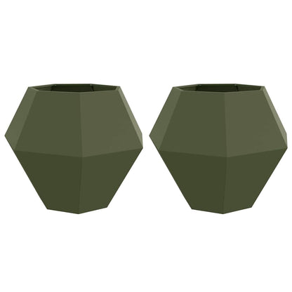 Fioriera 2 pcs Verde oliva 100 x 100 x 80 cm Acciaio | homemem39