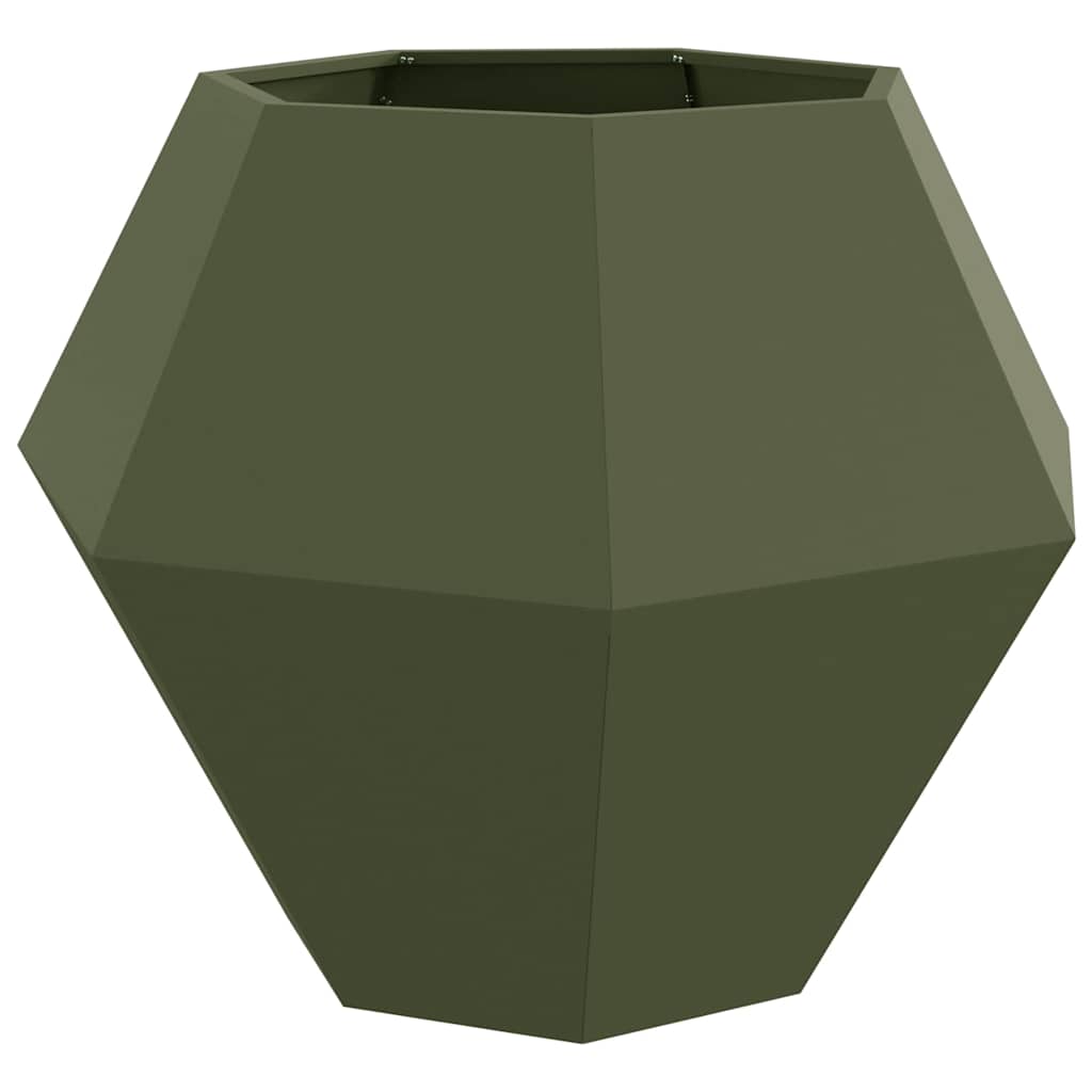 Fioriera 2 pcs Verde oliva 100 x 100 x 80 cm Acciaio