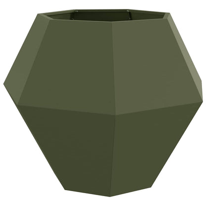 Fioriera 2 pcs Verde oliva 100 x 100 x 80 cm Acciaio
