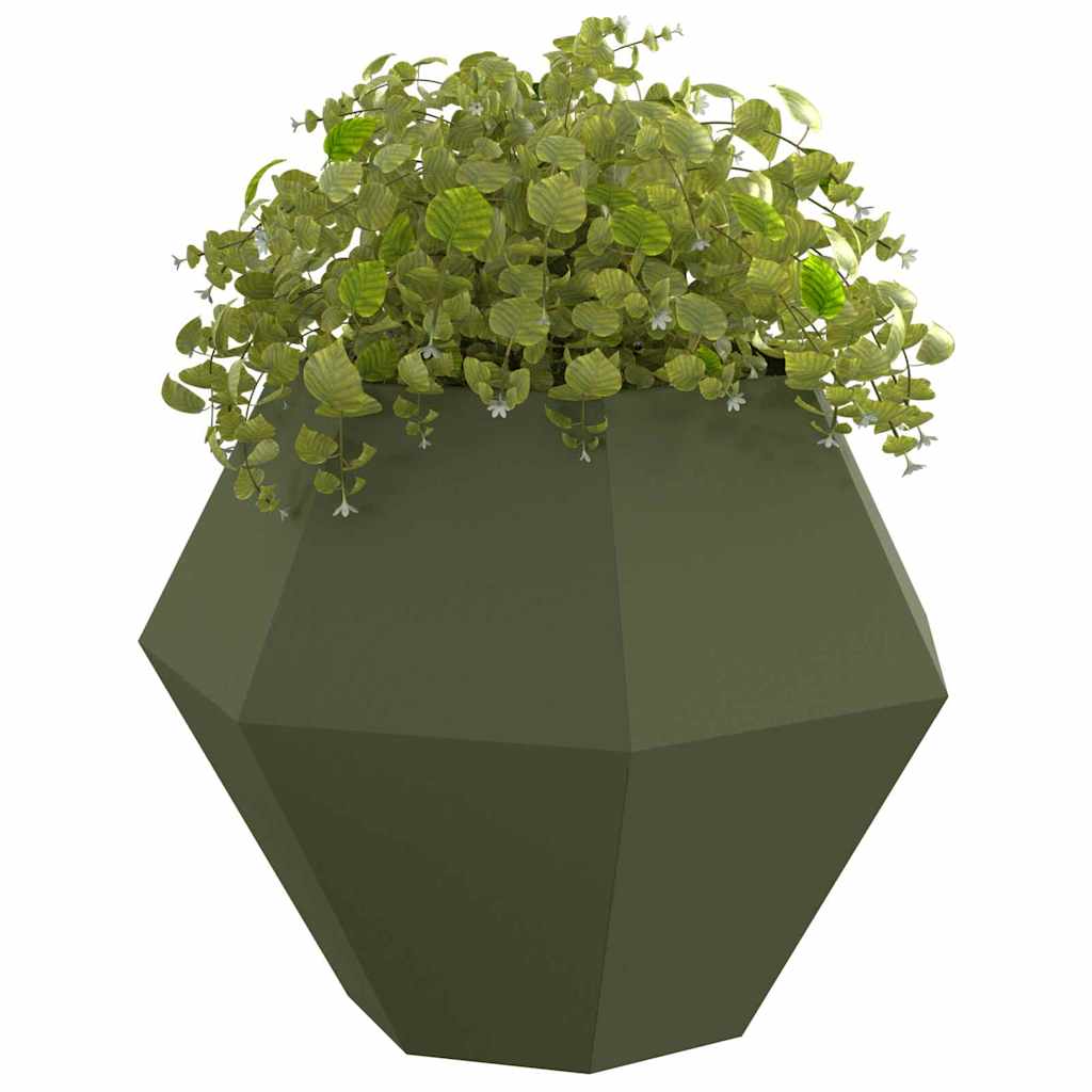 Fioriera 2 pcs Verde oliva 100 x 100 x 80 cm Acciaio | homemem39