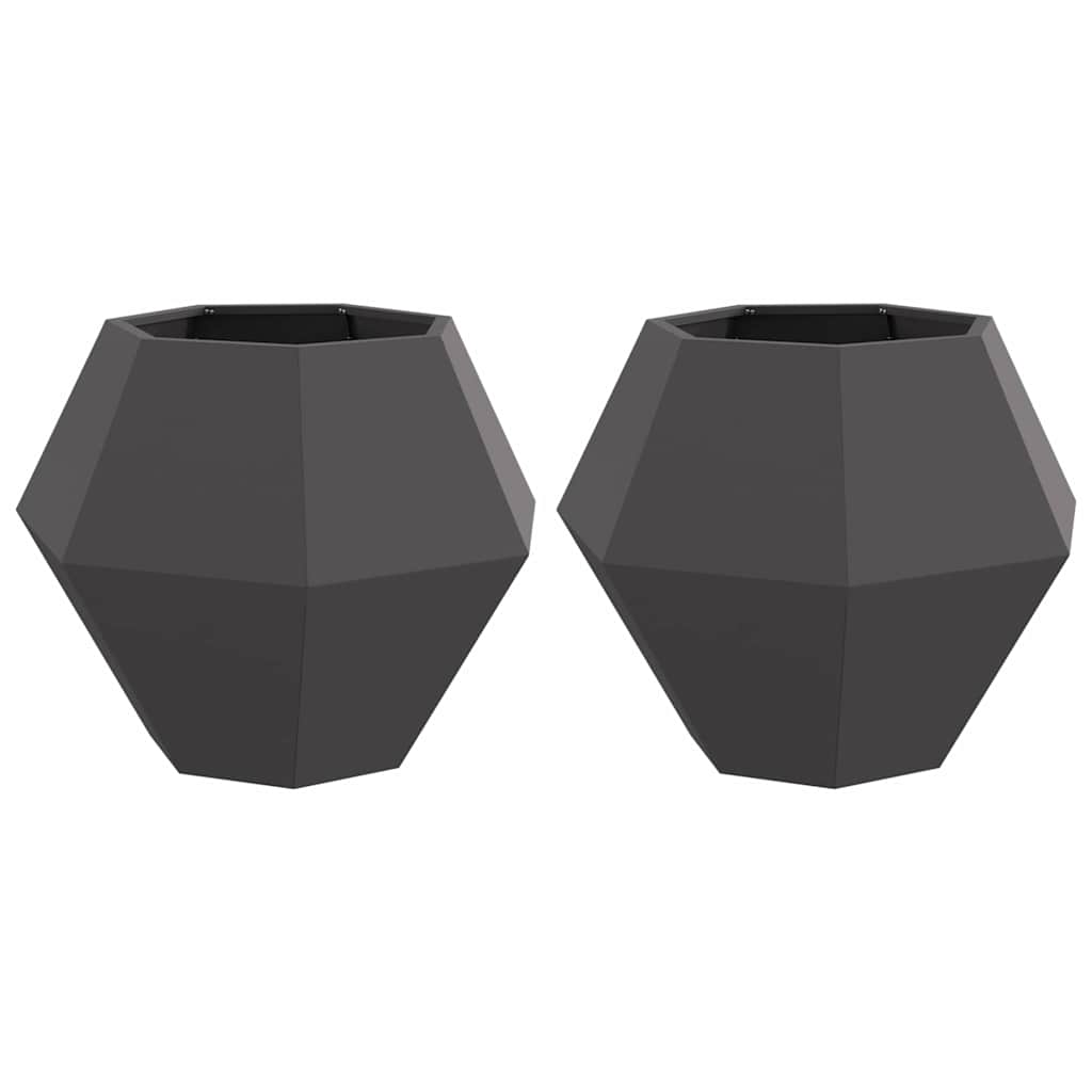 Fioriera 2 pcs Nero 75 x 75 x 60 cm Acciaio | homemem39