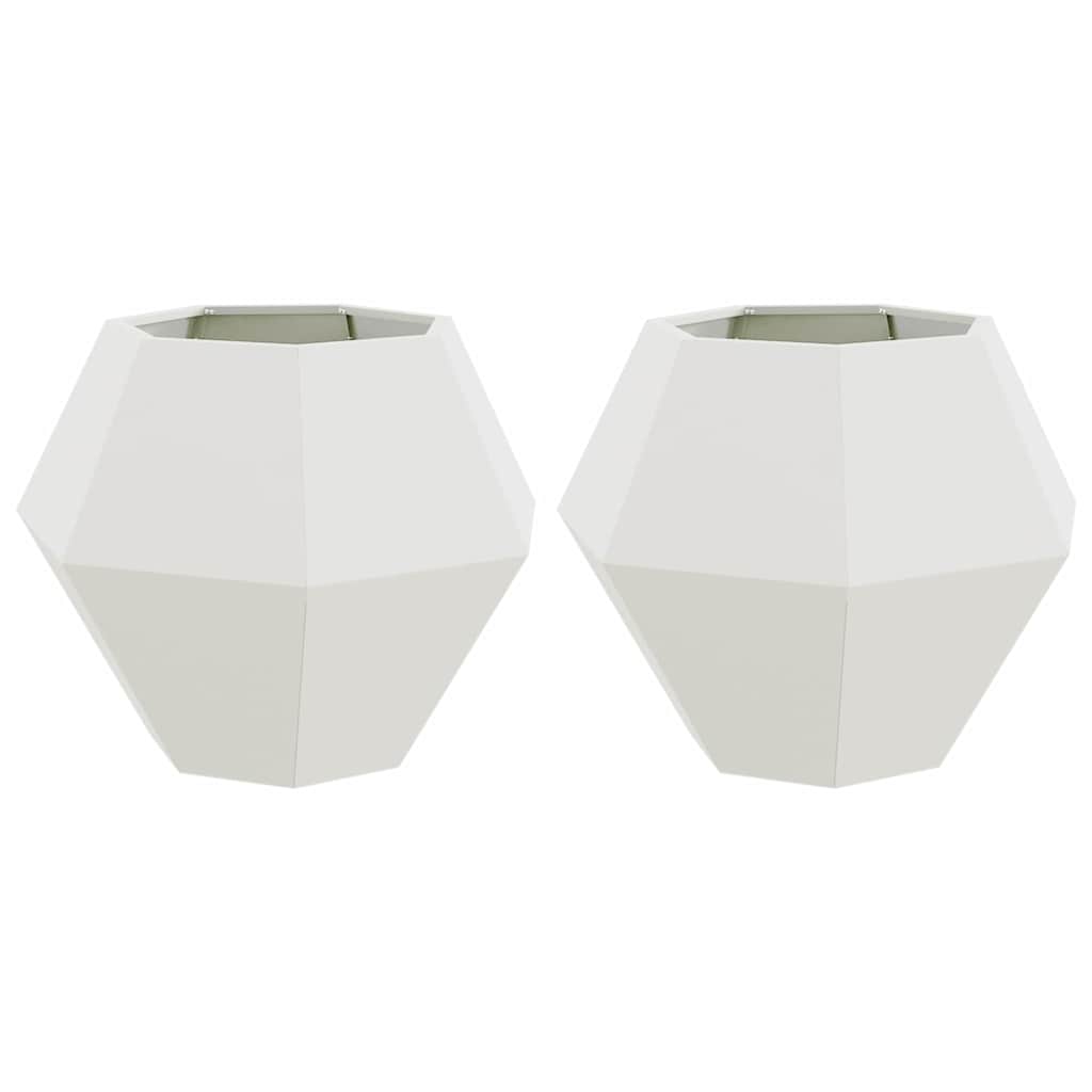 Fioriera 2 pcs Bianco 75 x 75 x 60 cm Acciaio | homemem39