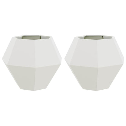 Fioriera 2 pcs Bianco 75 x 75 x 60 cm Acciaio | homemem39