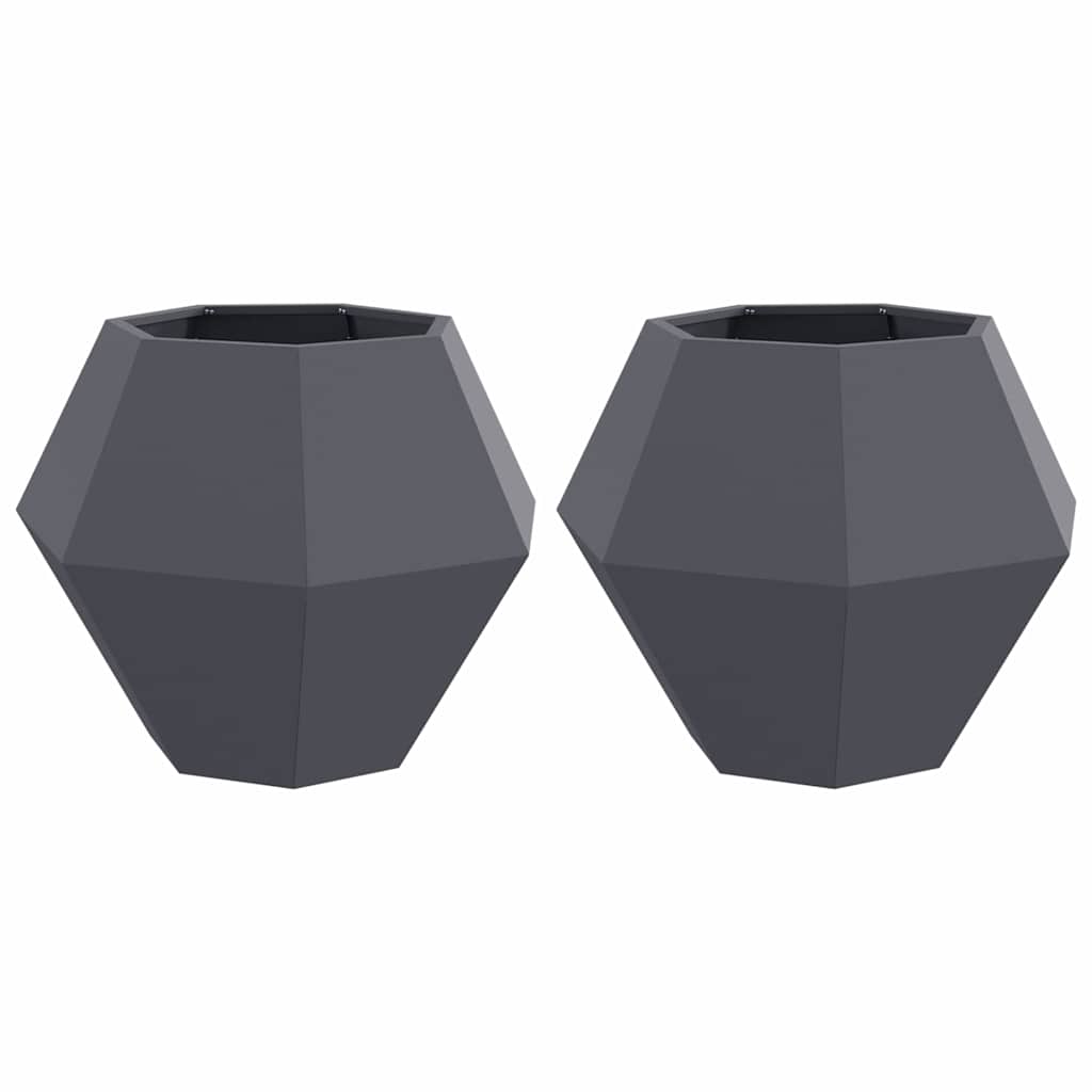 Fioriera 2 pcs Antracite 75 x 75 x 60 cm Acciaio | homemem39