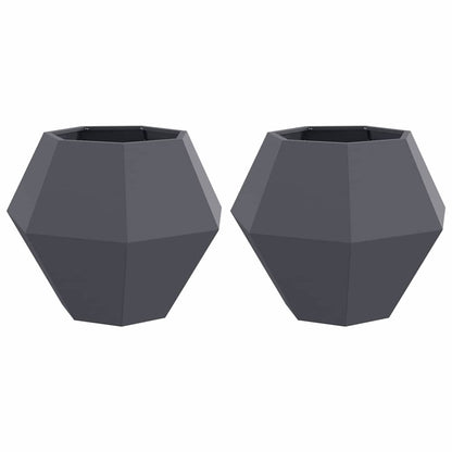 Fioriera 2 pcs Antracite 75 x 75 x 60 cm Acciaio | homemem39