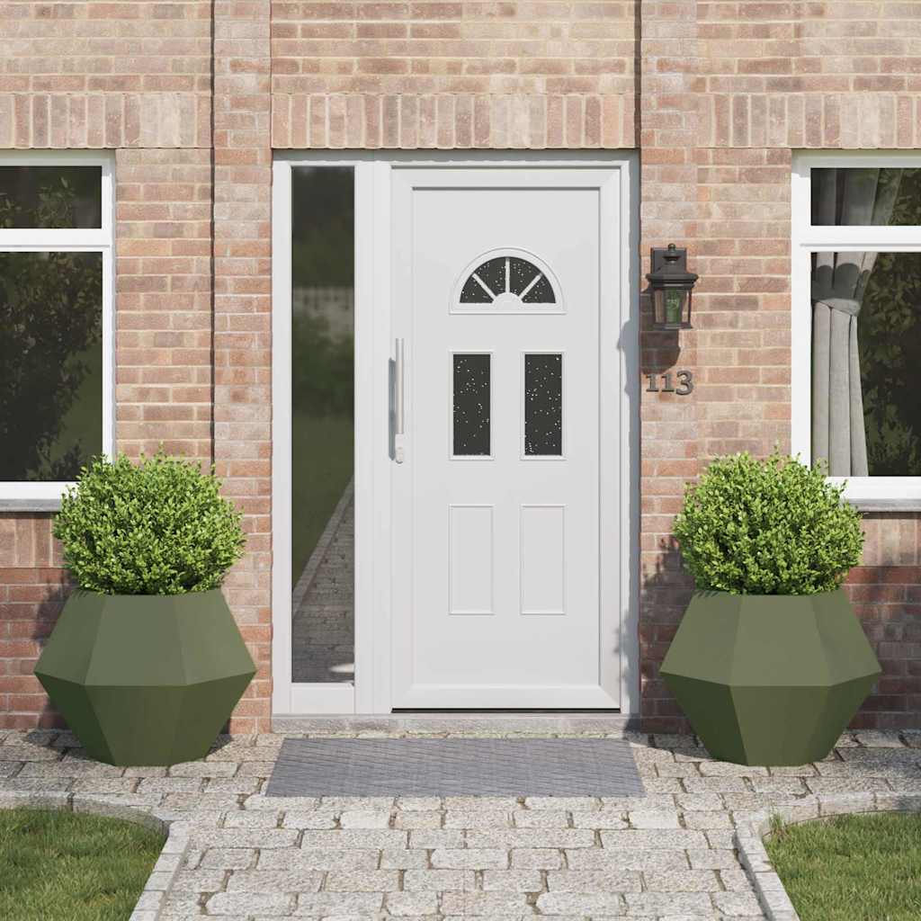 Fioriera 2 pcs Verde oliva 75 x 75 x 60 cm Acciaio