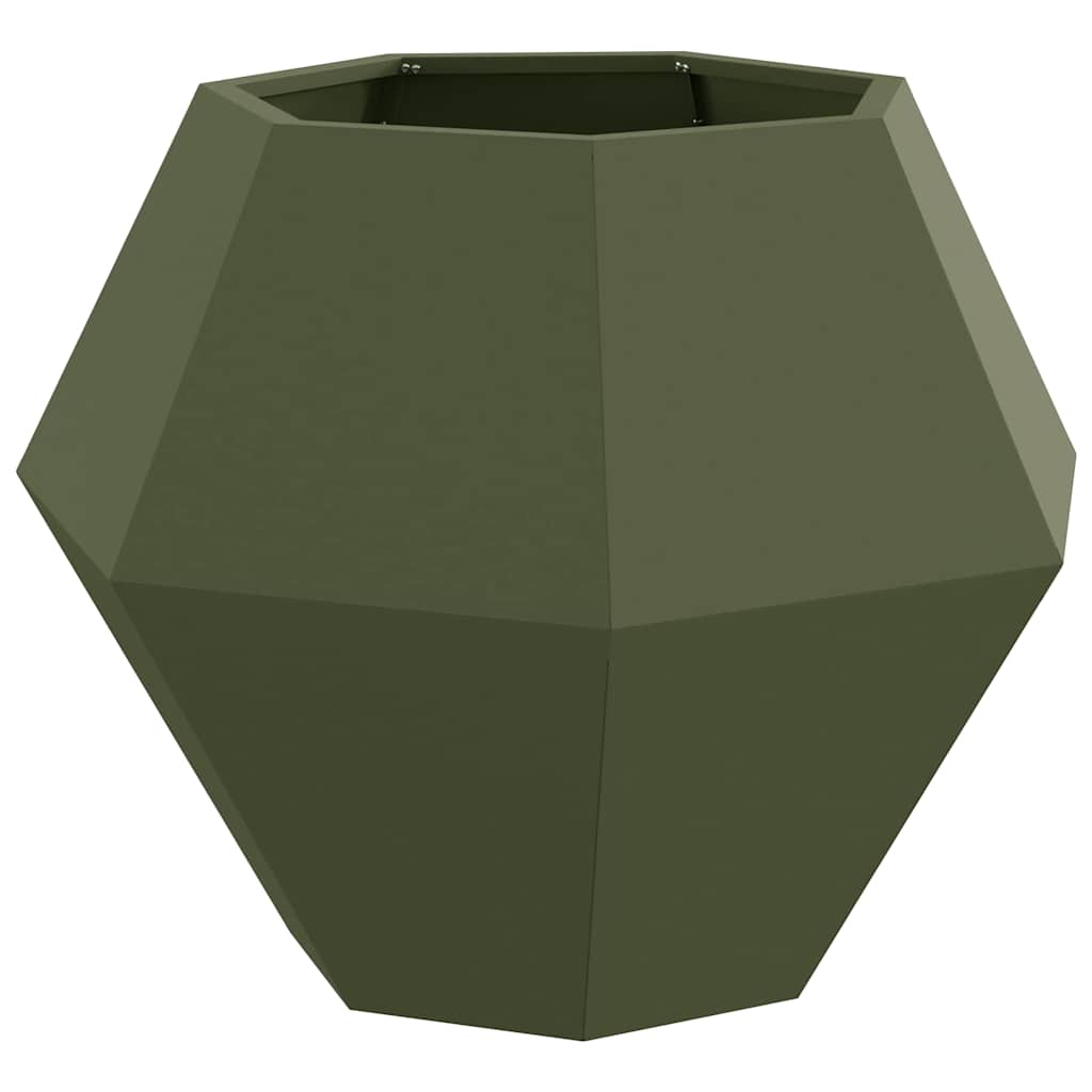 Fioriera 2 pcs Verde oliva 75 x 75 x 60 cm Acciaio