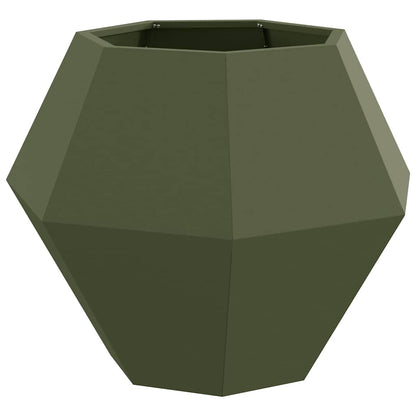 Fioriera 2 pcs Verde oliva 75 x 75 x 60 cm Acciaio