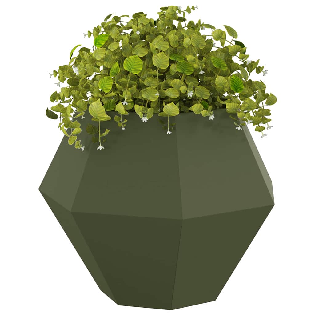 Fioriera 2 pcs Verde oliva 75 x 75 x 60 cm Acciaio